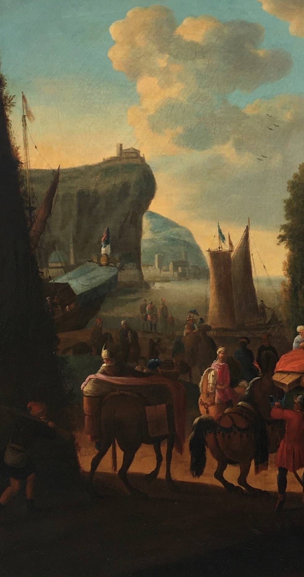 Veduta di porto con obelisco