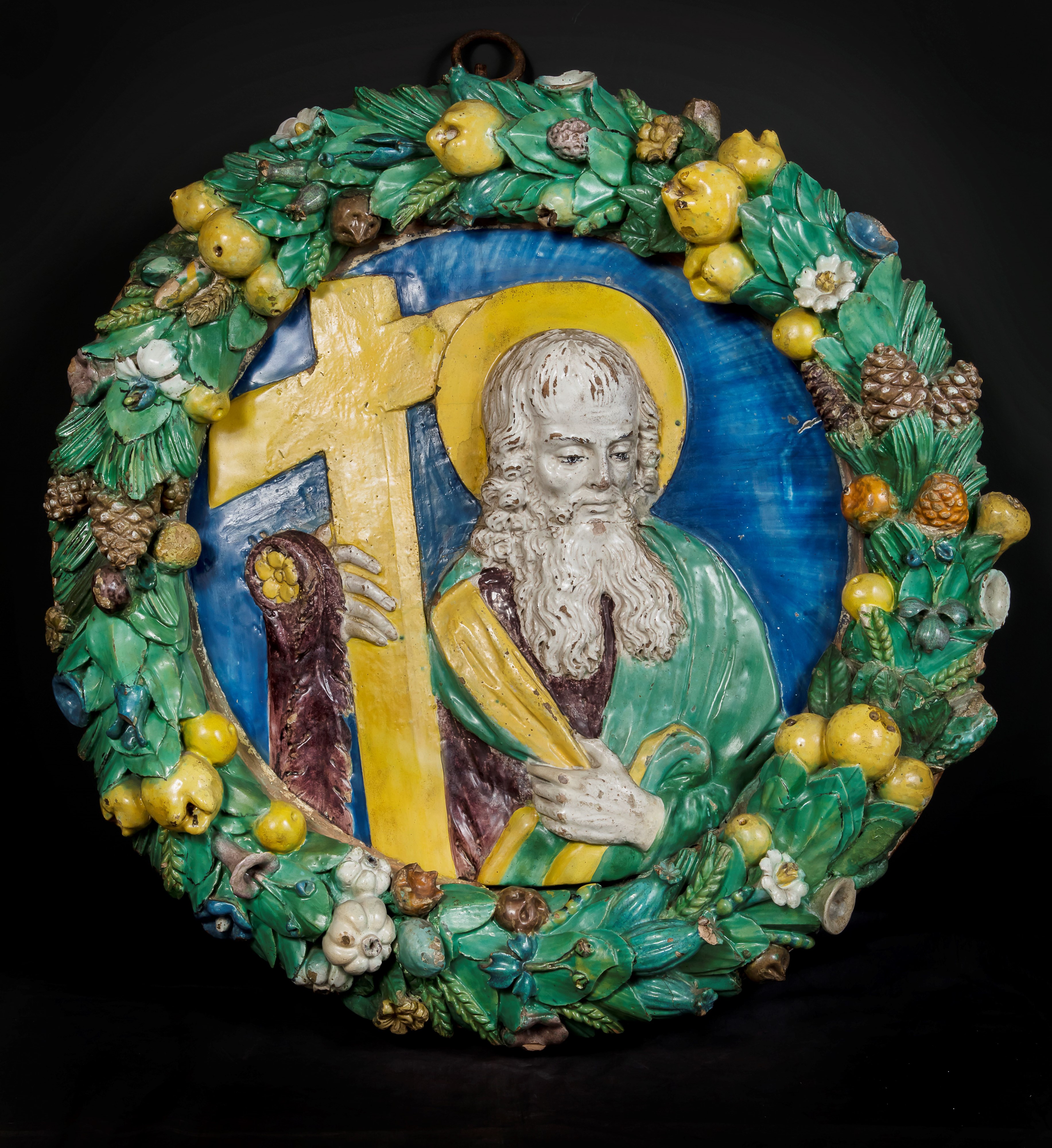 Sant'Andrea entro una corona di frutti e fiori