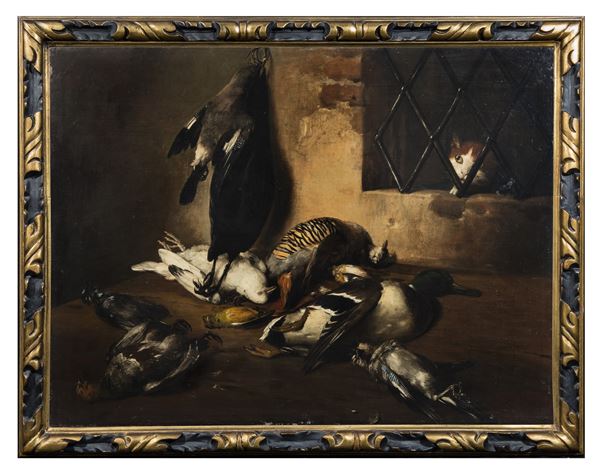 Giovan Francesco Briglia - Interno di dispensa con selvaggina di penna e gatto