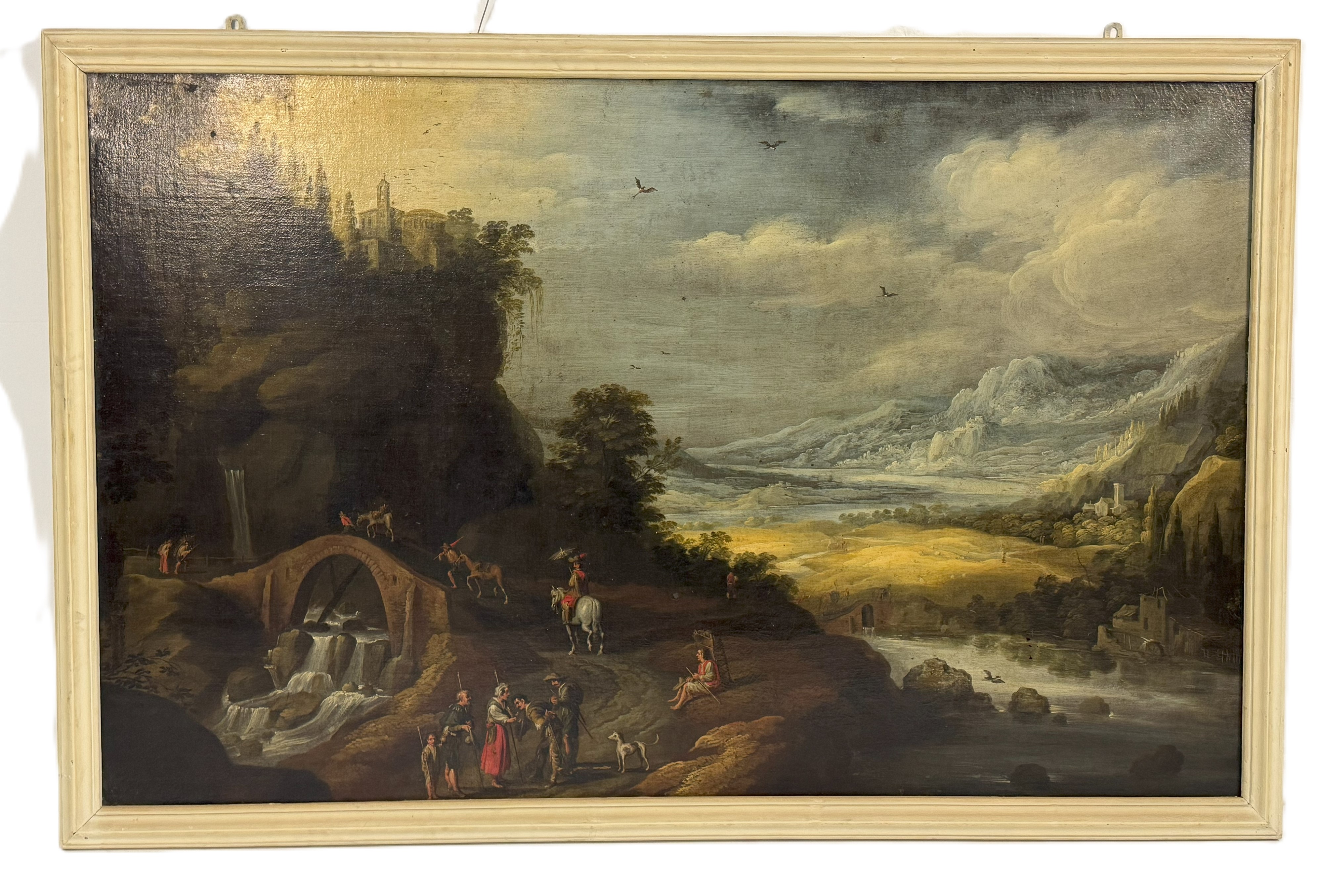 Paesaggio fluviale con viandanti