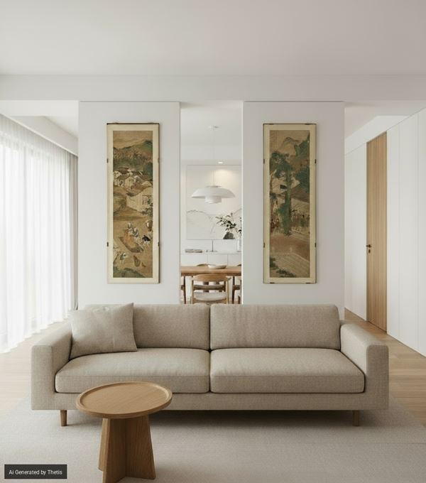 Coppia di dipinti, Cina, Dinastia Qing