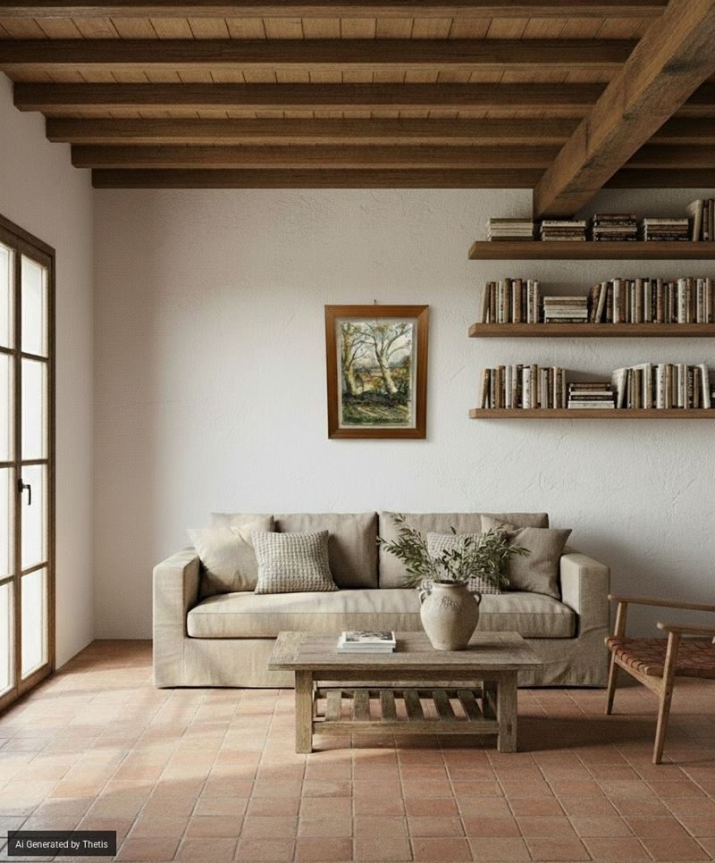 Paesaggio con casali e alberi