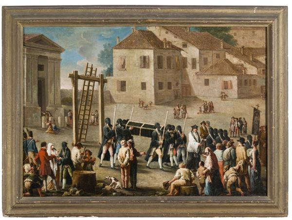 Scuola del XVIII secolo ambito di Enrico Albricci - Il funerale del condannato