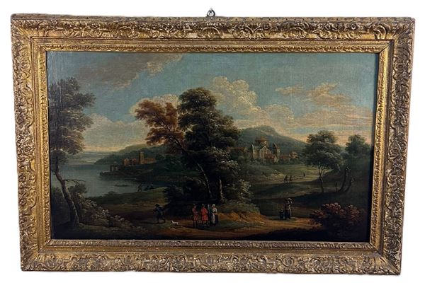 Anonimo del XVIII secolo - a) b) Paesaggio con figure