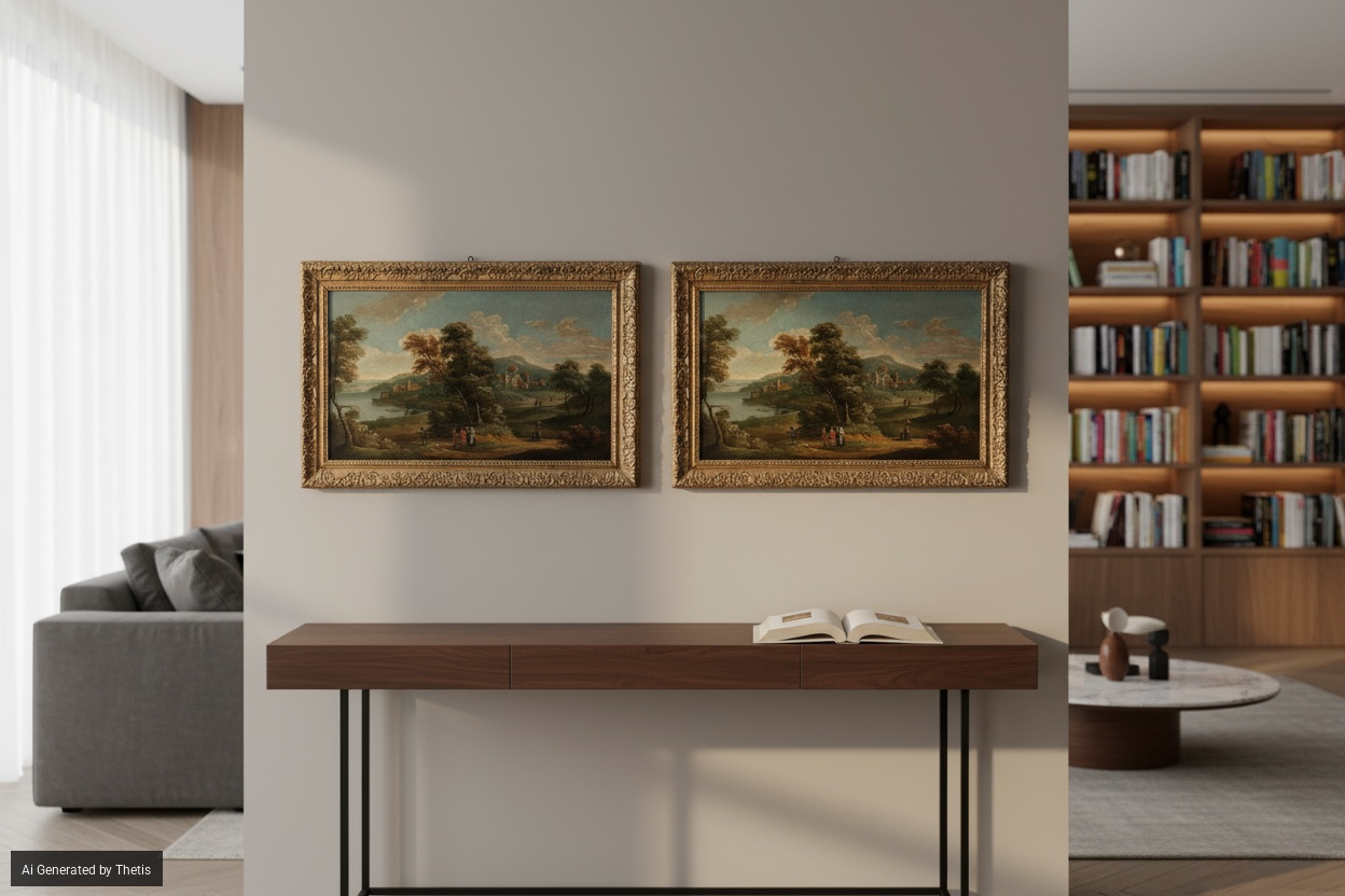 Anonimo del XVIII Secolo - Paesaggio con figure, olio su tela