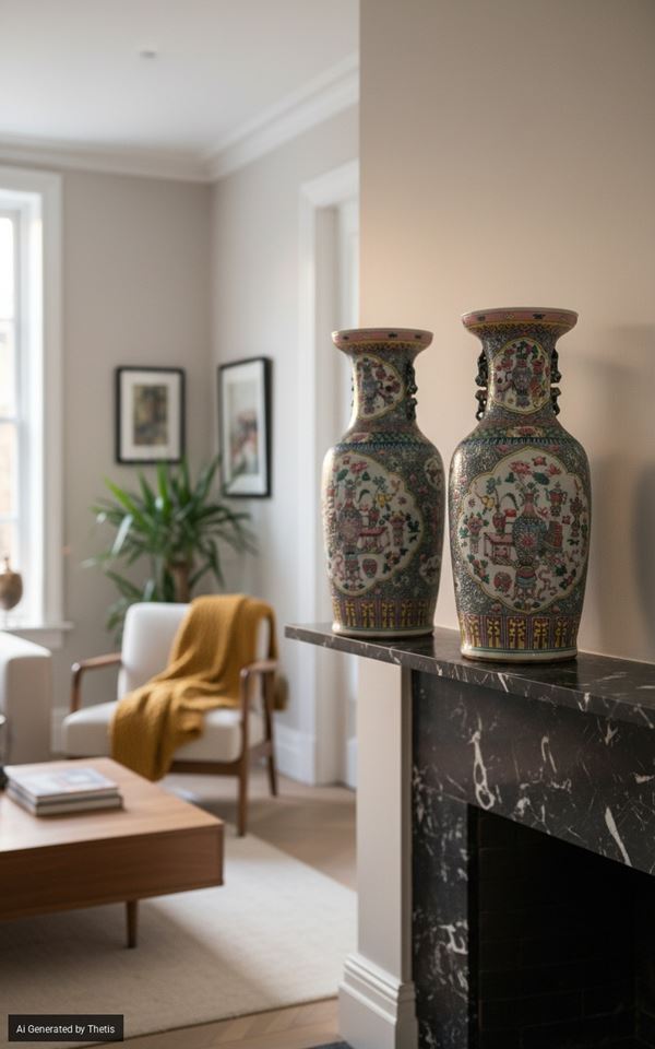 A pair of polychrome porcelain vases, China