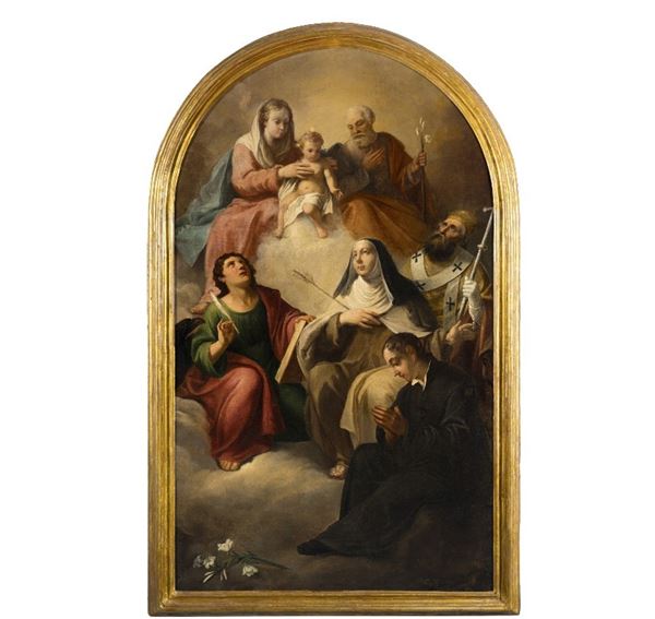 LATTANZIO QUERENA -  Pala Sacra Famiglia in Gloria con Santi