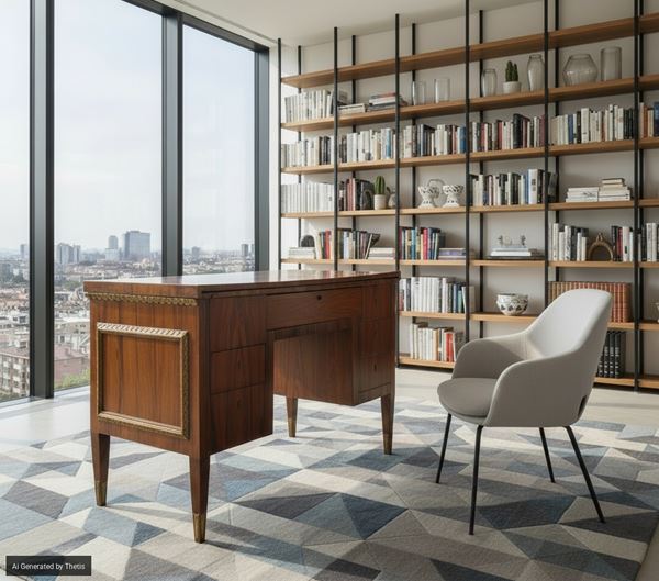 Scrivania lastronata in palissandro