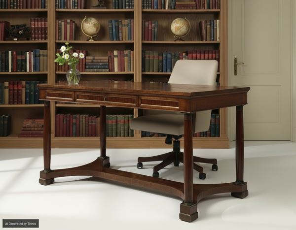 Scrivania da centro in mogano