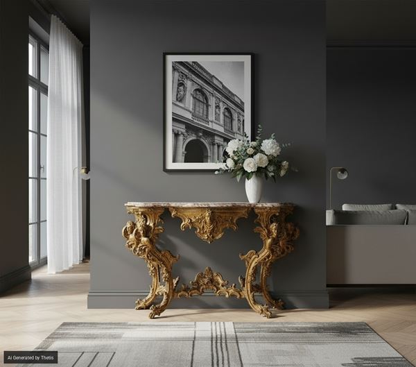 Console in legno scolpito e dorato