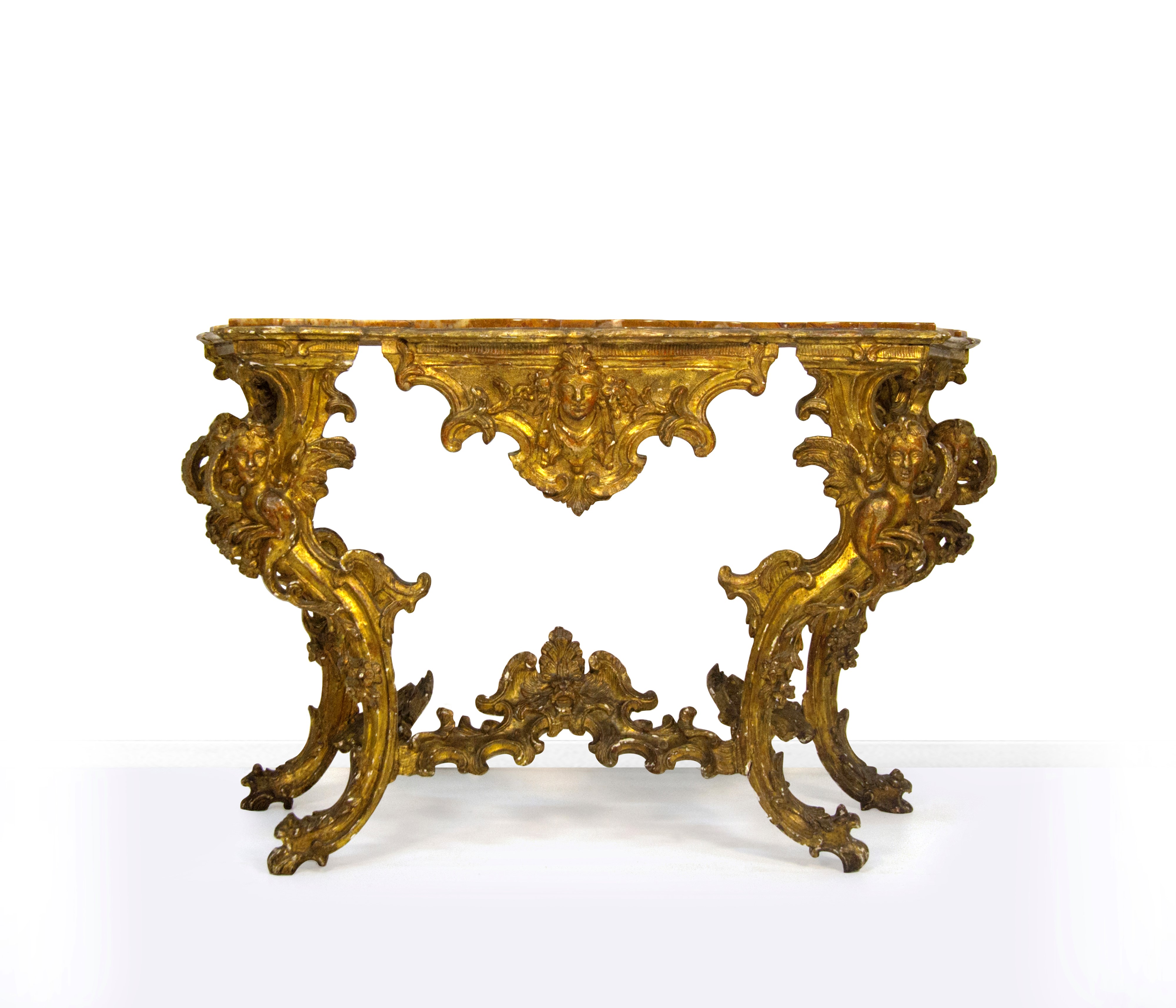 Console in legno scolpito e dorato