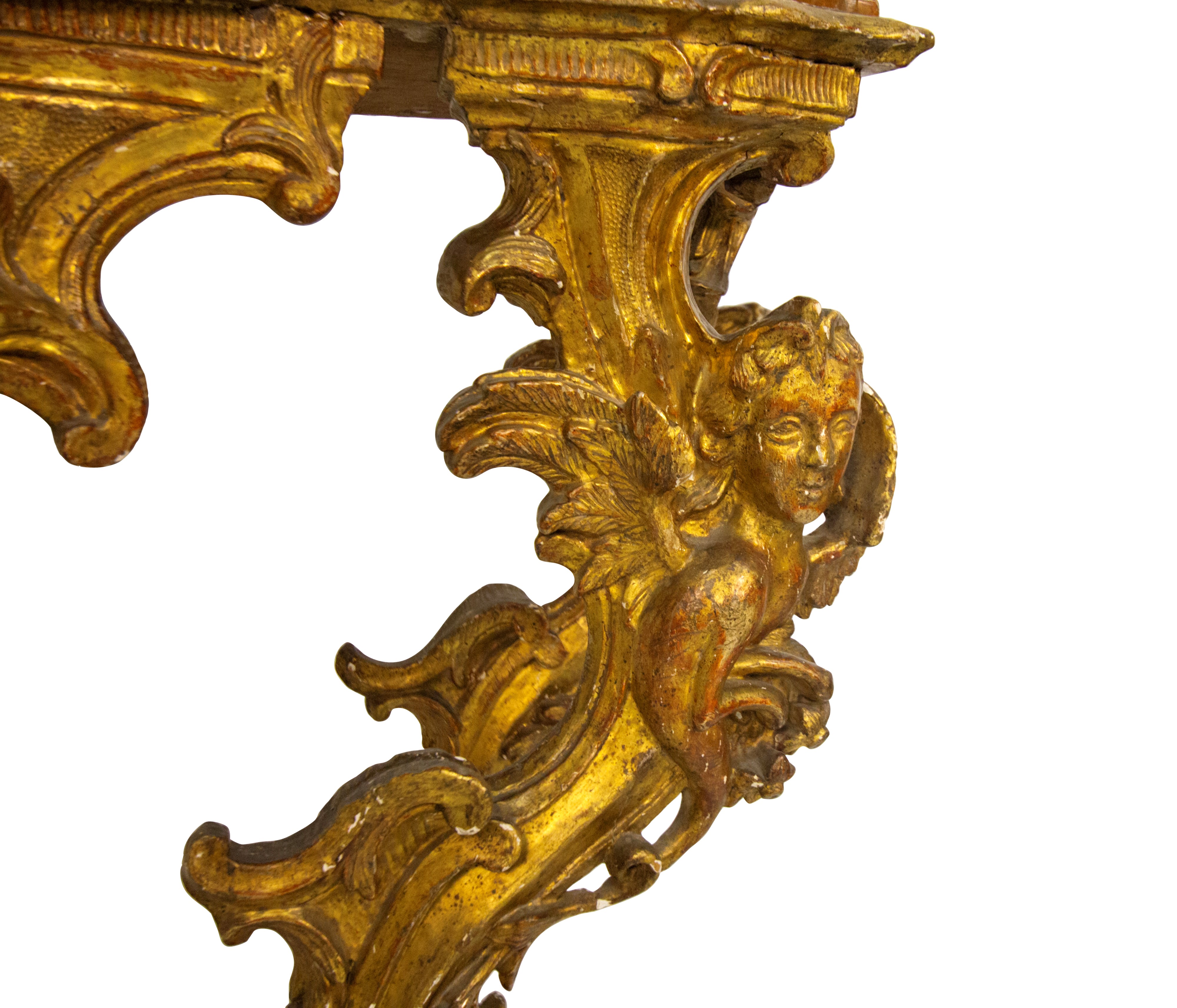 Console in legno scolpito e dorato