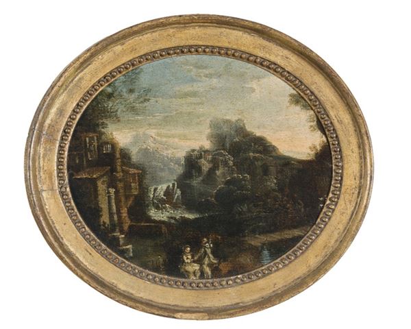 Anonimo del XVIII secolo - Paesaggio con due figure