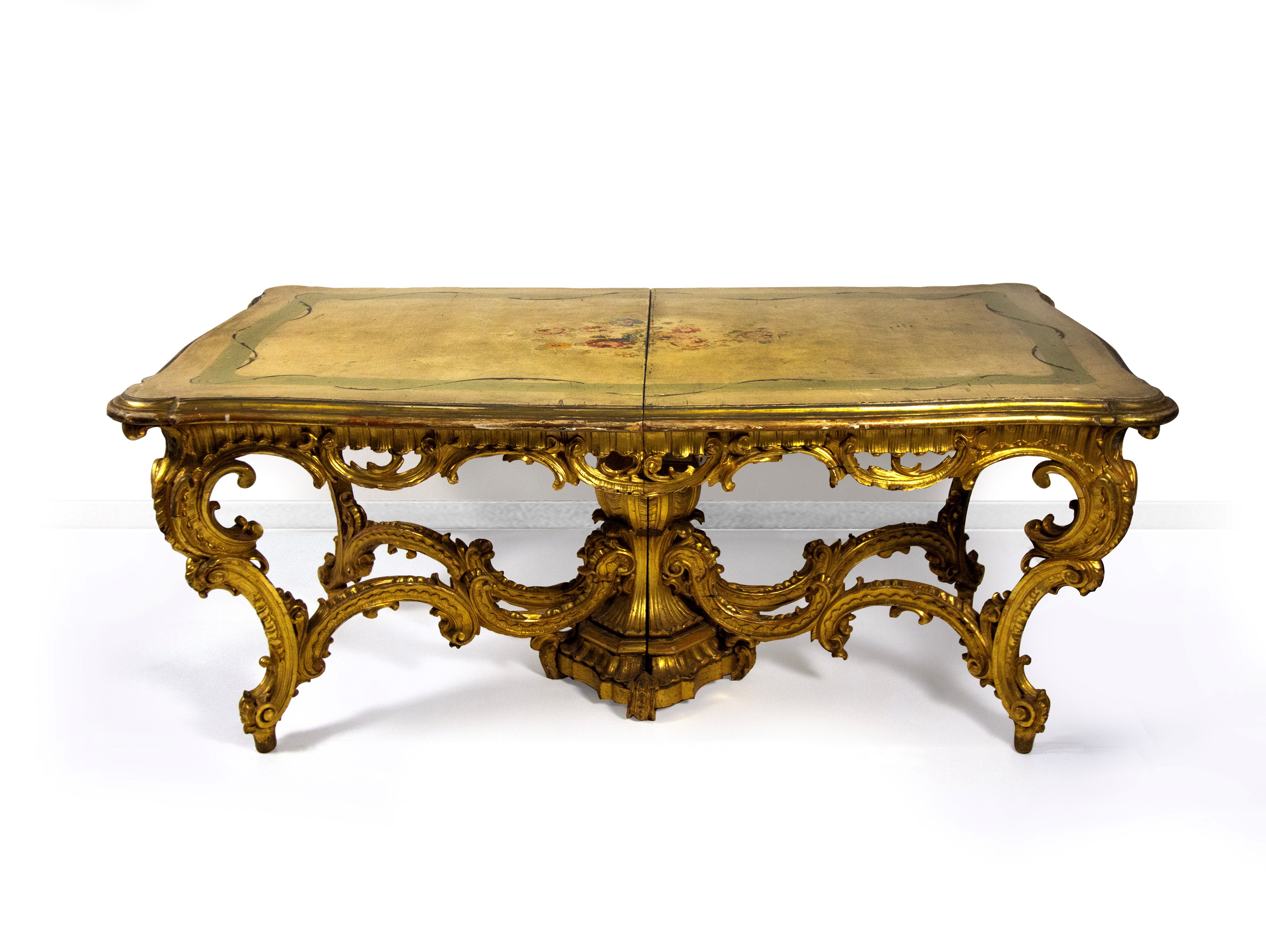 Tavolo in legno scolpito, dorato e laccato , Lombardia