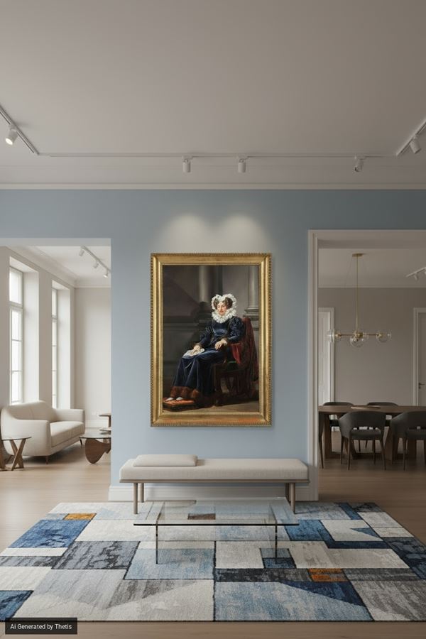 Pelagio Palagi - Anonimo del XIX secolo, "Ritratto di dama in abito blu", olio su tela