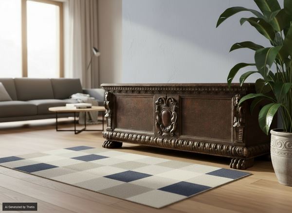  Cassapanca in noce e radica