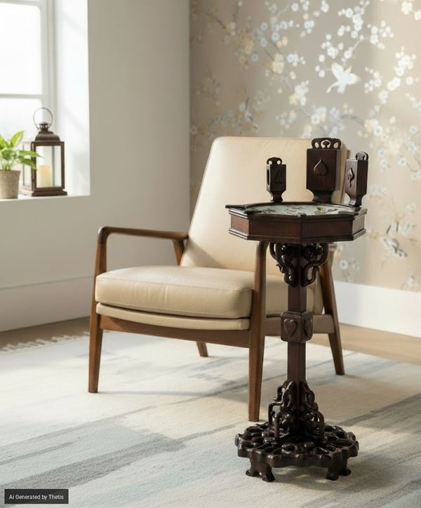 Gueridon du fumoir in mogano, Cina