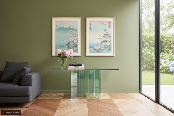 Console in cristallo trasparente, vetreria italiana