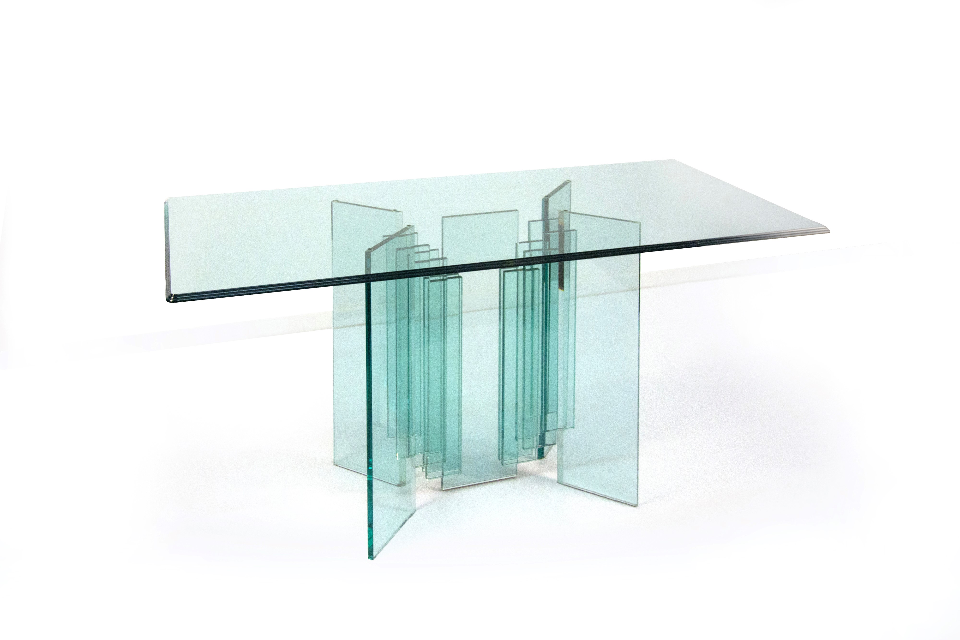 Console in cristallo trasparente, vetreria italiana