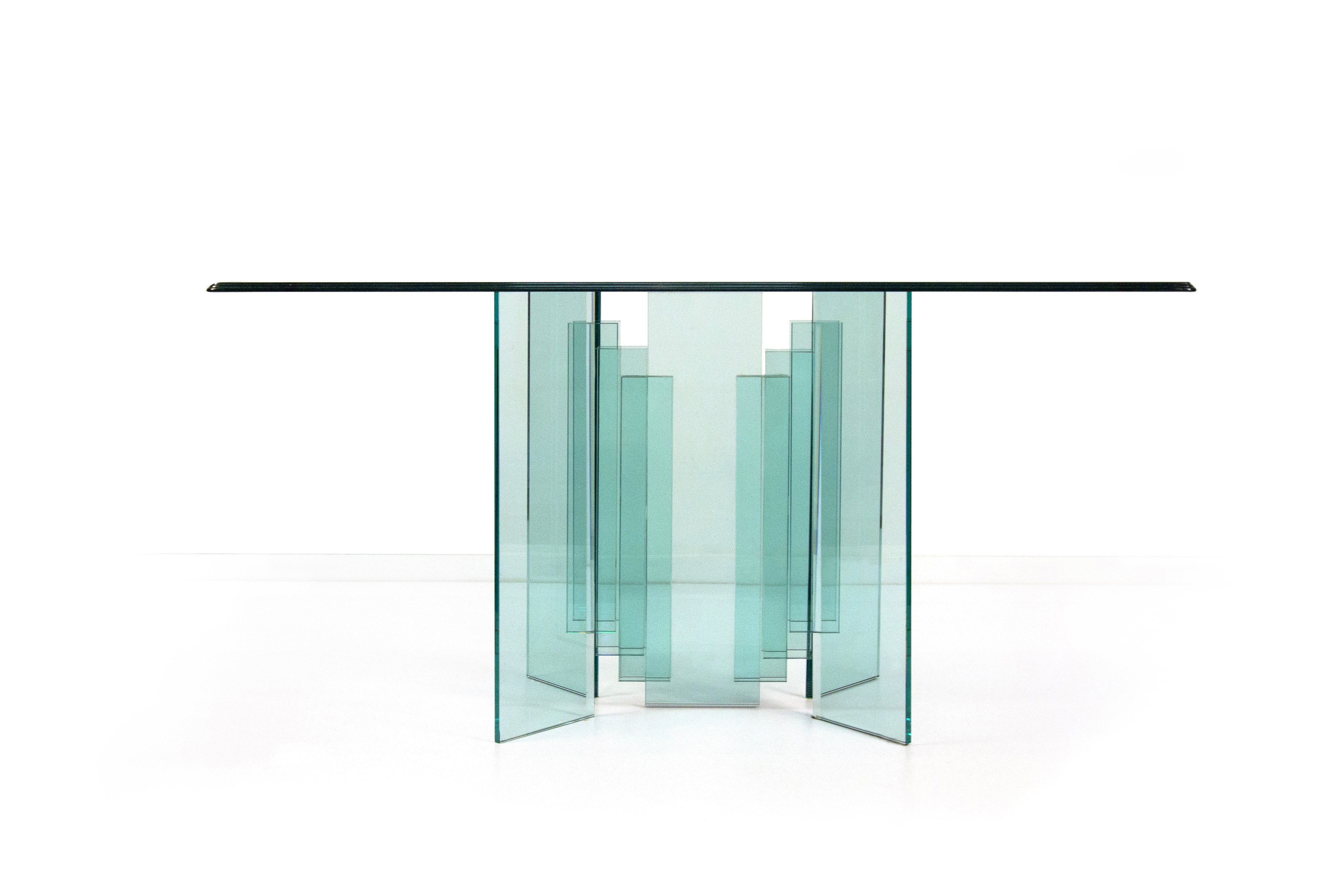 Console in cristallo trasparente, vetreria italiana