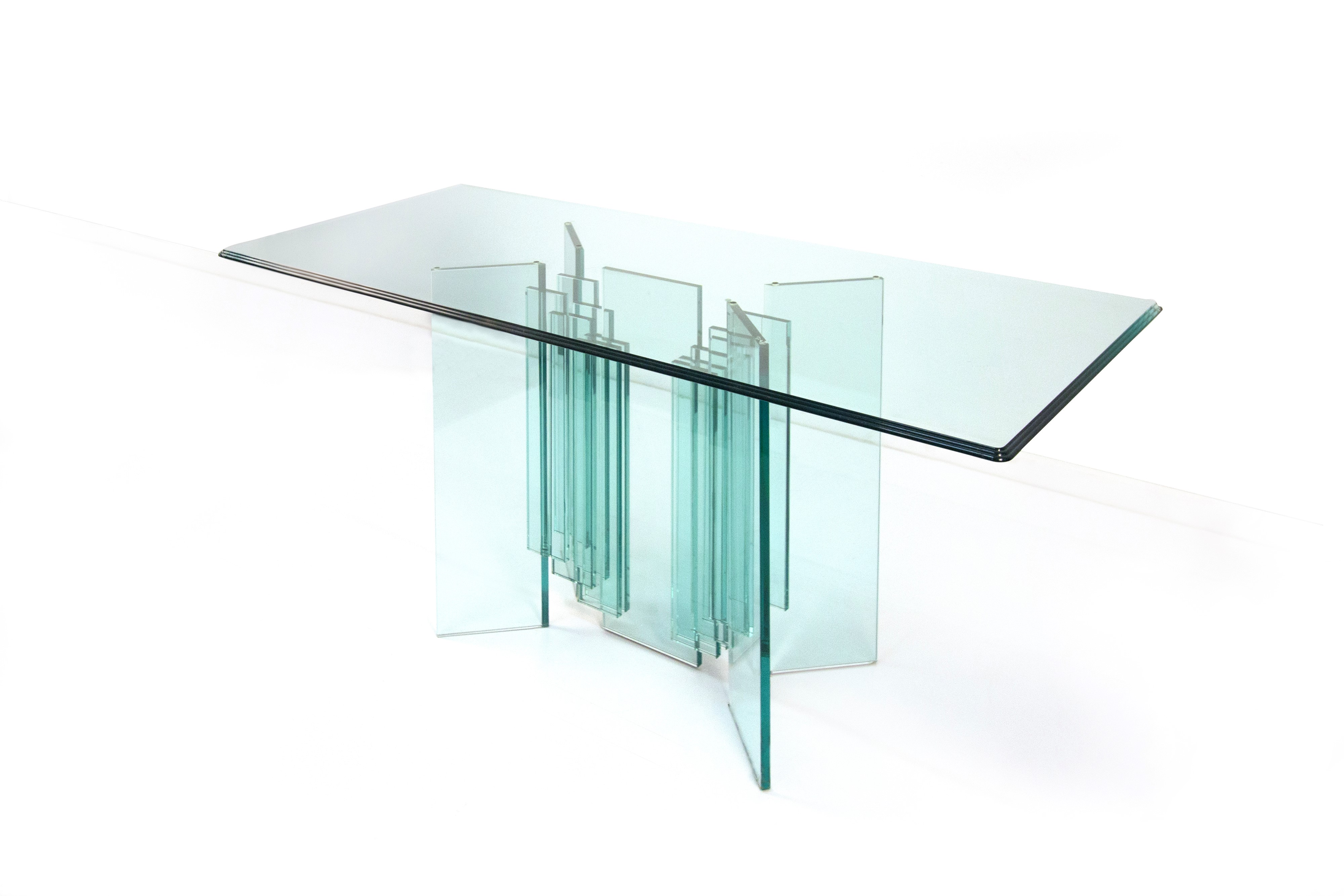 Console in cristallo trasparente, vetreria italiana