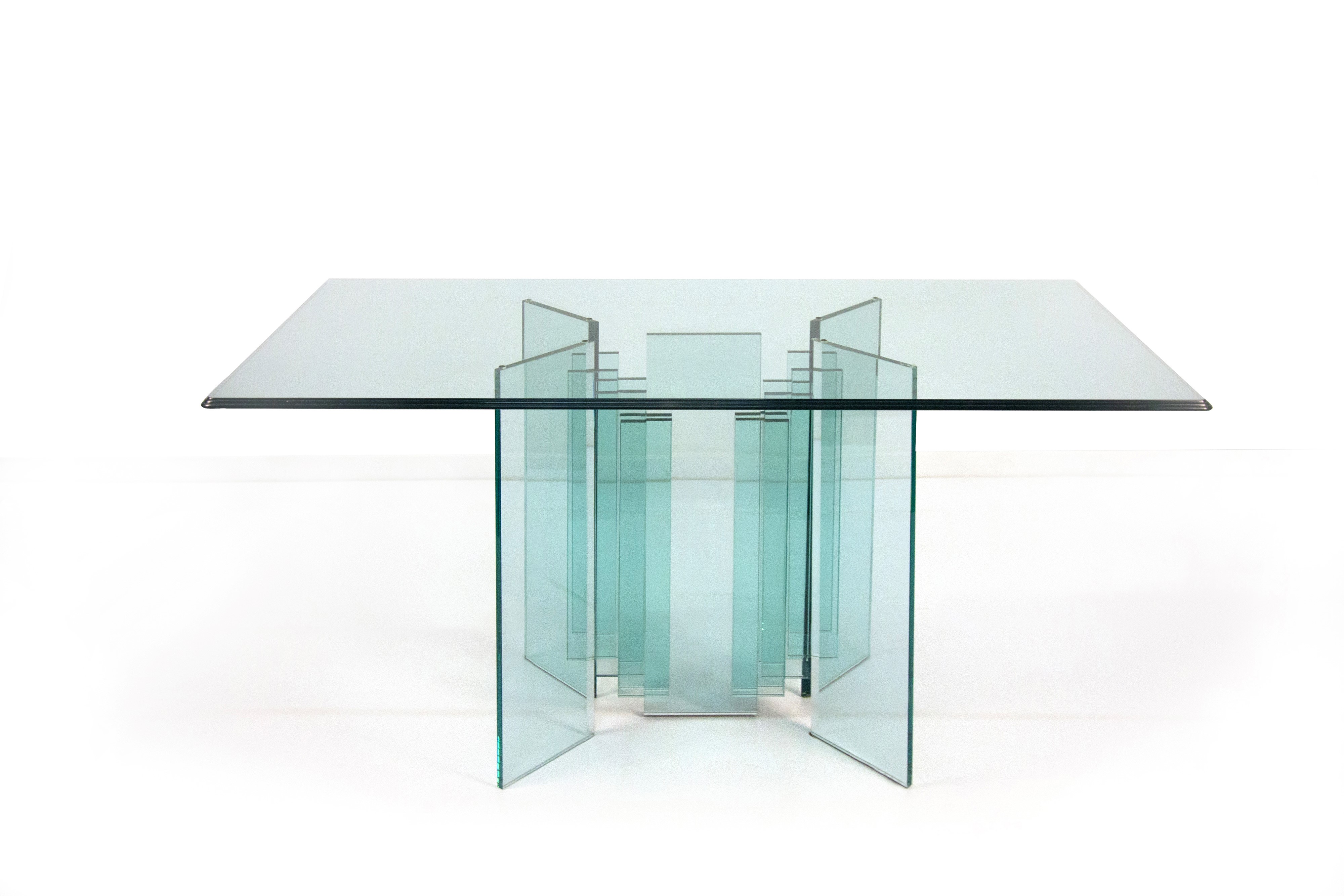 Console in cristallo trasparente, vetreria italiana