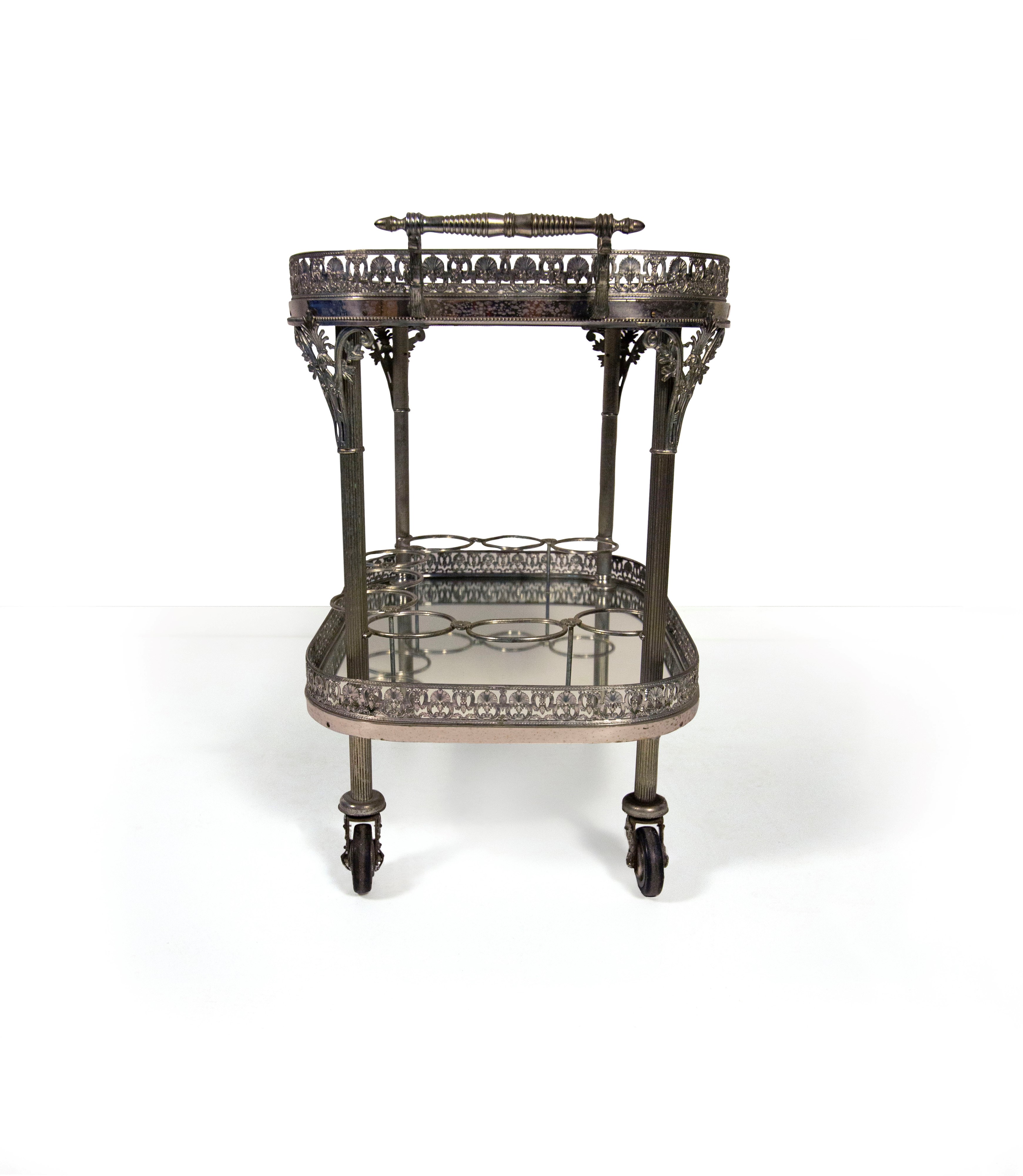Carrello portavivande in metallo argentato