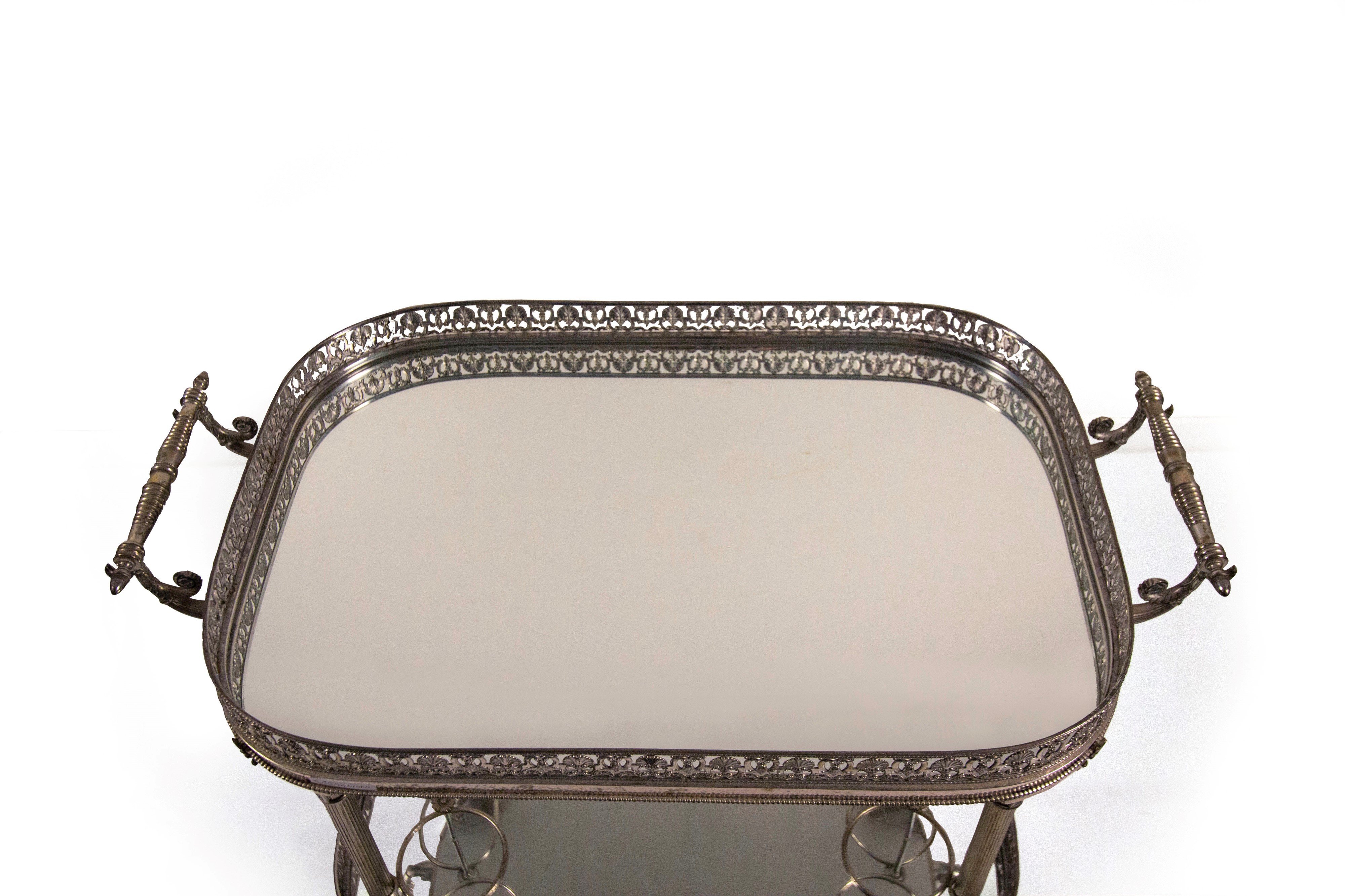 Carrello portavivande in metallo argentato