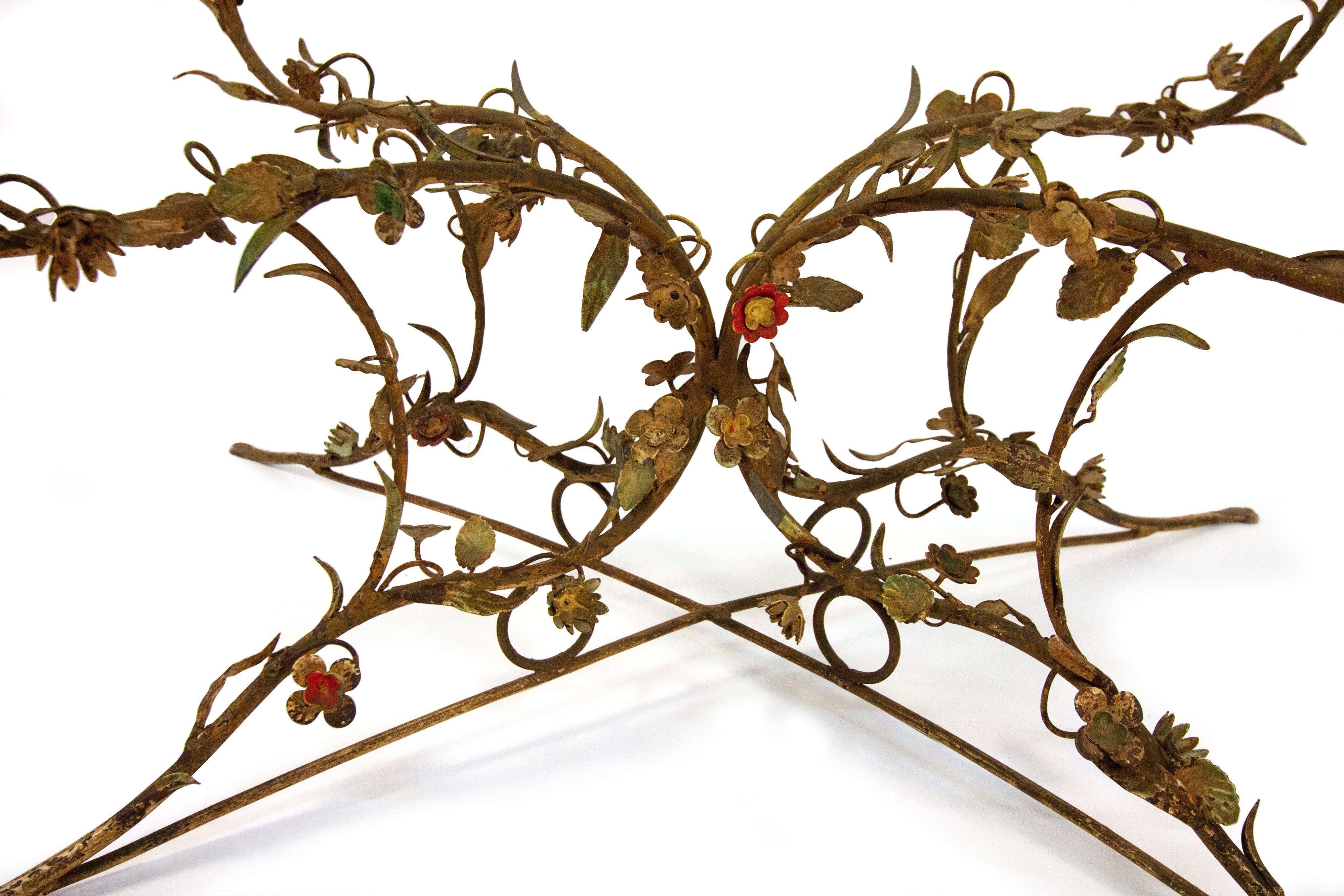 Tavolino in ferro battuto e vetro