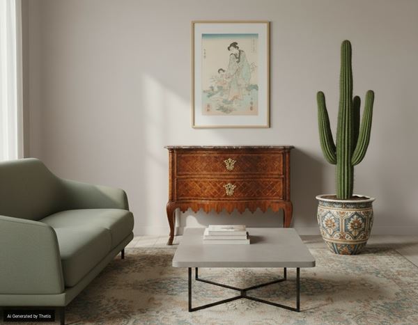 Cassettone intarsiato a marqueterie in legni diversi, Roma