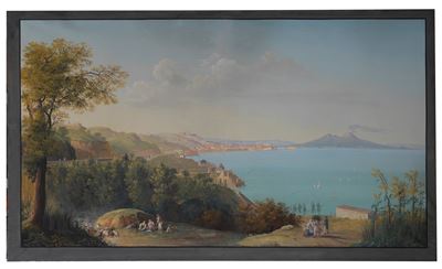 Veduta del Golfo di Napoli, tempera su carta (1819)