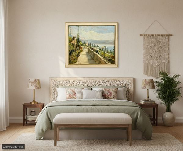 Veduta di lago con giardini