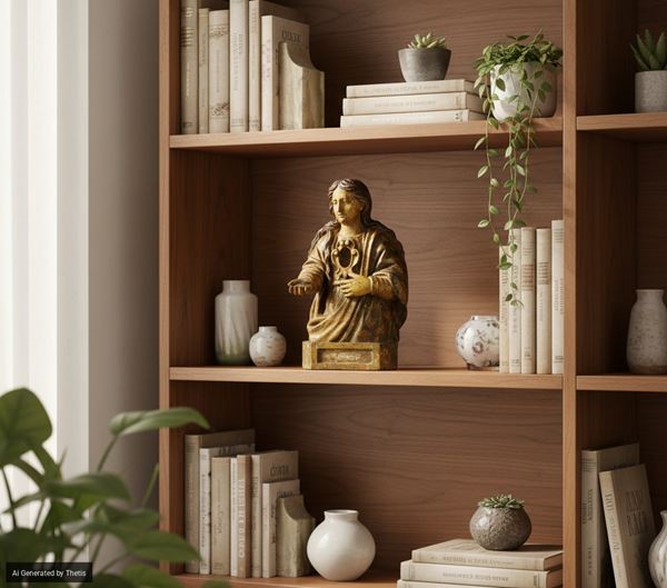 Scultura reliquiario in legno scolpito laccato e dorato