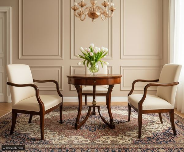 Tavolo lastronato in noce