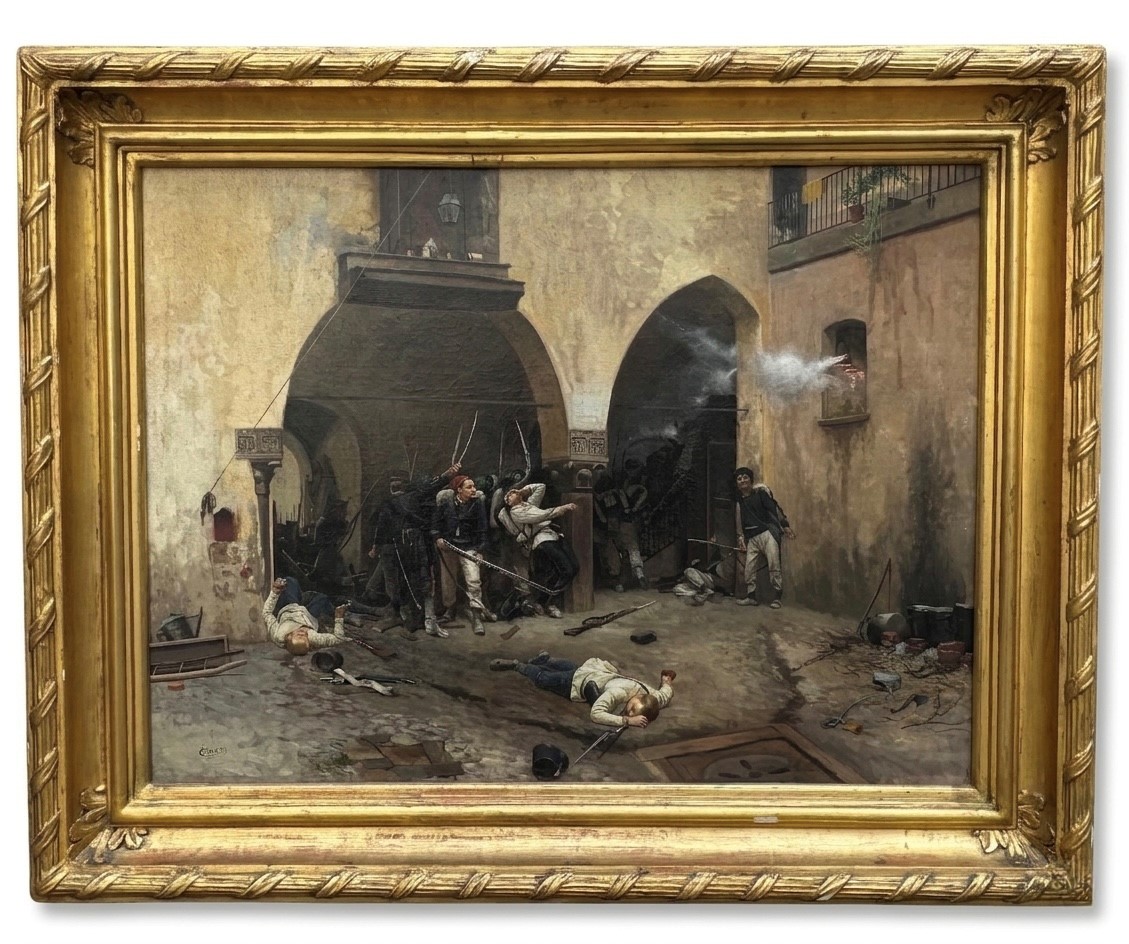 Agguato di soldati in un cortile