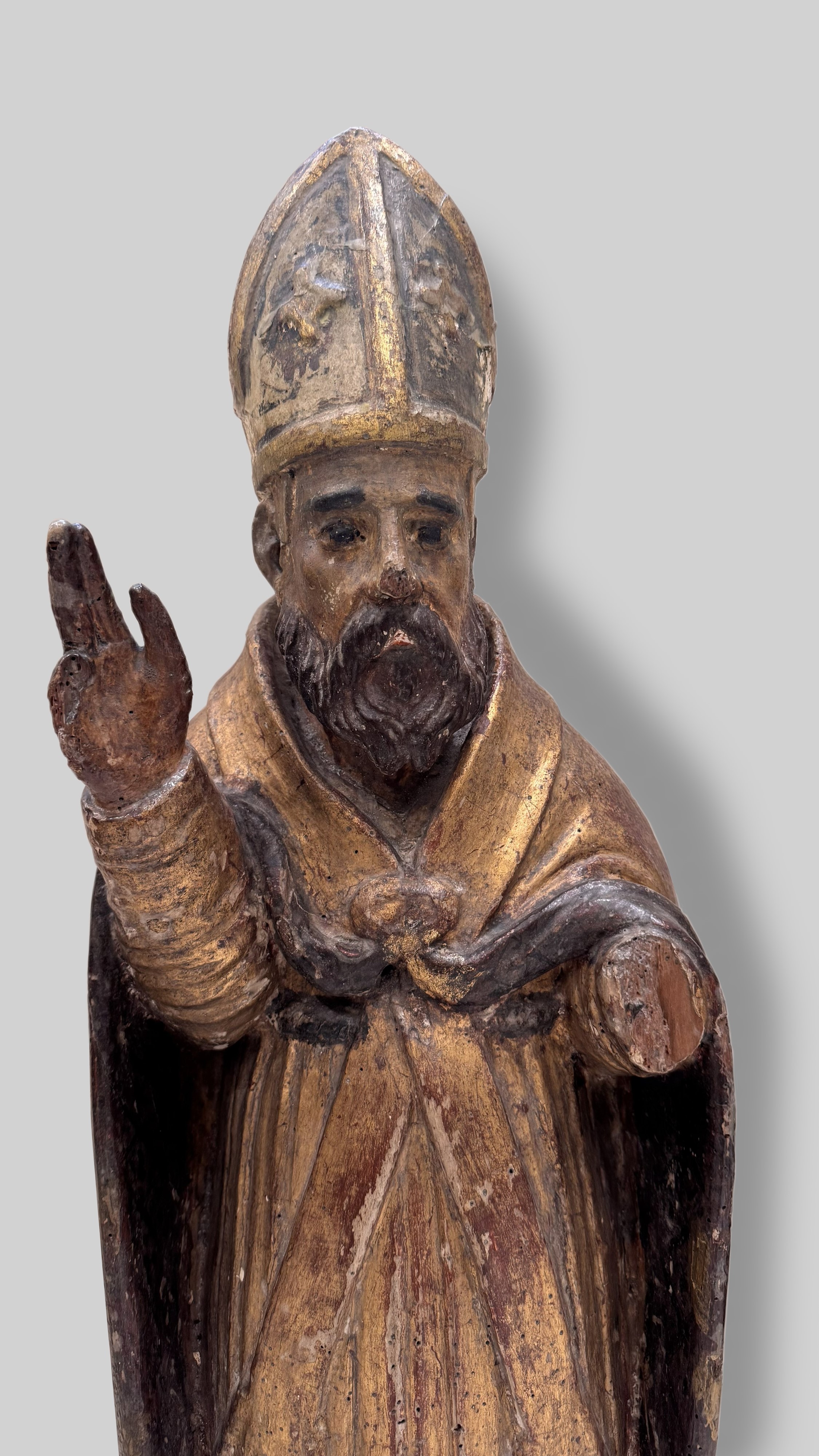 Scultore del XVII Secolo - Santo Vescovo in Atto Benedicente