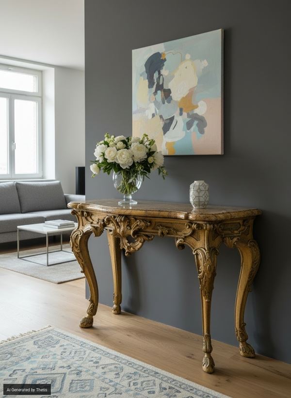 Console con piano in marmo