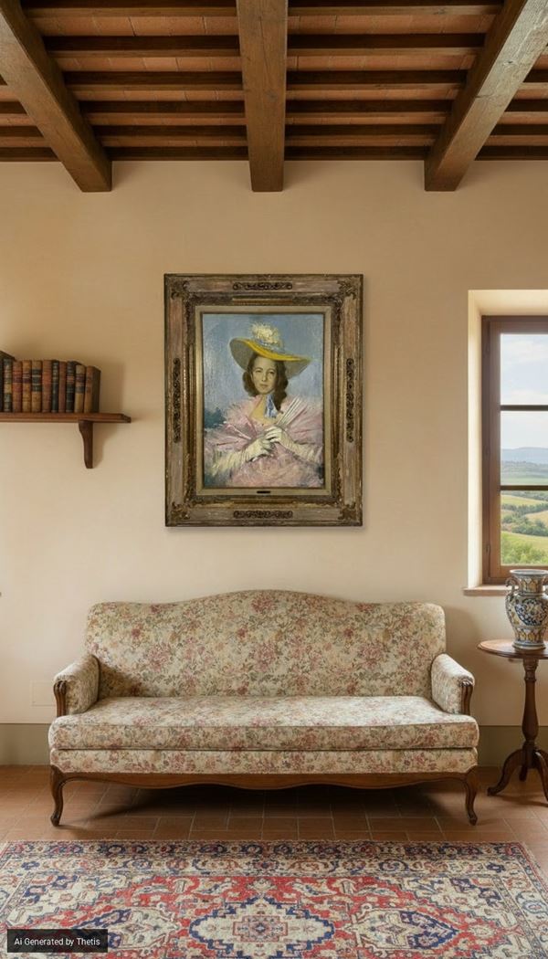 Ritratto di signora con cappello e ventaglio