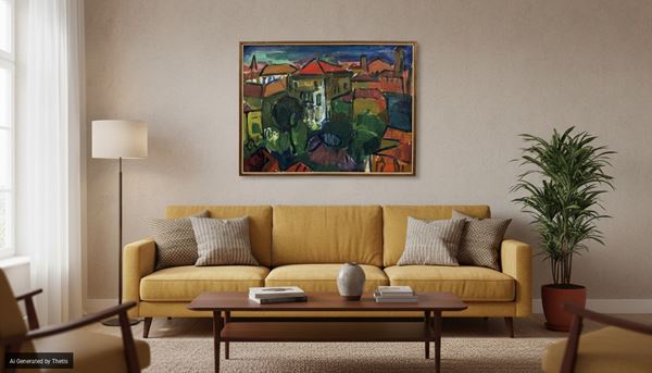Anonimo del XX secolo - Veduta di paese