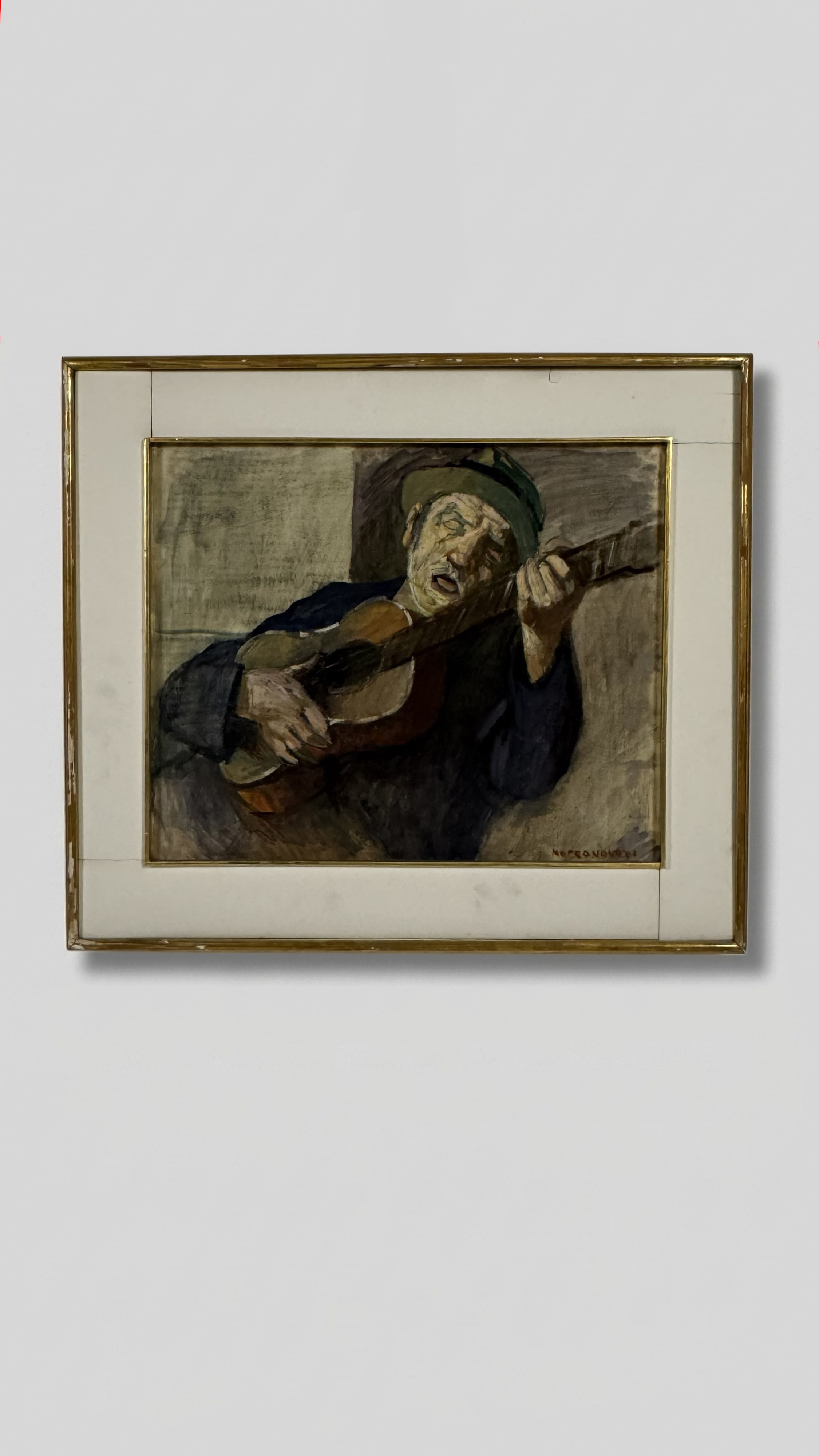 Marco Novati - Suonatore di chitarra, olio su compensato