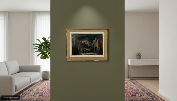 Anonimo del XX secolo - Scorcio di paese