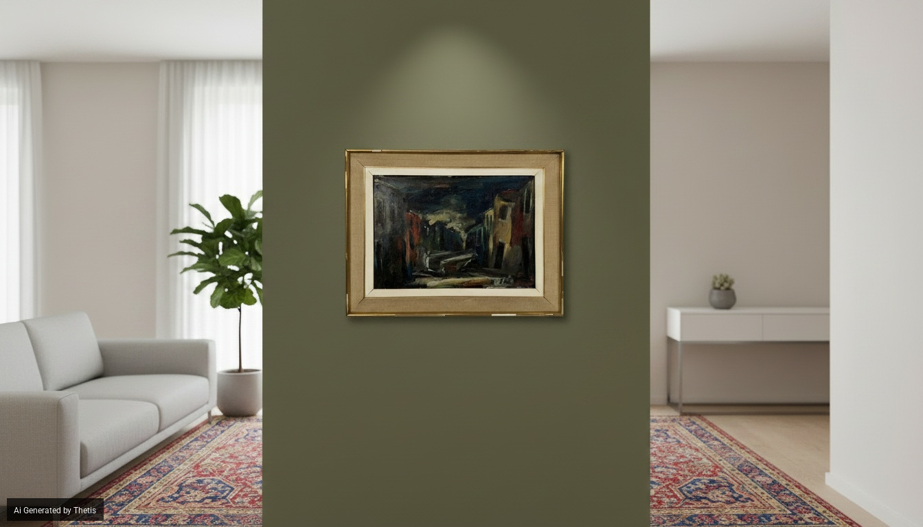 Anonimo del XX Secolo - Scorcio di paese, olio su tela