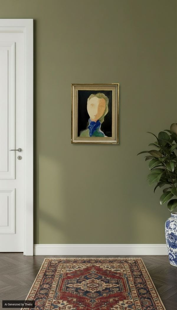 Ritratto femminile con foulard azzurro